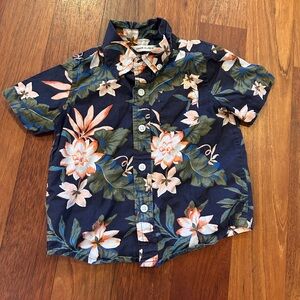 Janie and Jack Navy Floral Button Down Shirt